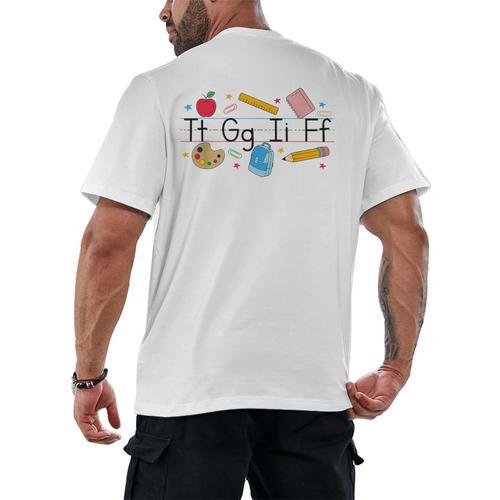 TGIF Teacher Alphabet Kindergarten Teacher Appreciation Men's Back Print T-Shirt - teacherstshirts.com AU