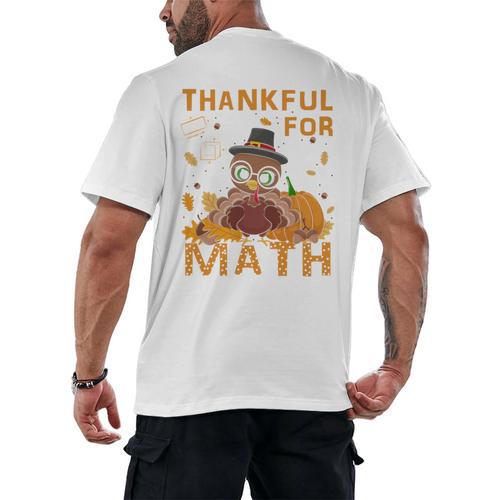 Thankful Math Turkey Teacher Happy Thanksgiving Men's Back Print T-Shirt - teacherstshirts.com