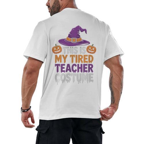 This Is My Tired Teacher Costume Halloween Premium Tri-Blend Men's Back Print T-Shirt - teacherstshirts.com UK