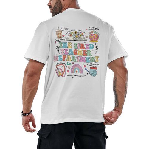 The Tired Teachers Department Retro Groovy Back To School Men's Back Print T-Shirt - teacherstshirts.com