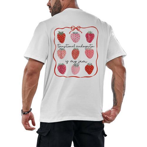 Transitional Kindergarten Is My Jam Strawberry TK Teacher Men's Back Print T-Shirt - teacherstshirts.com AU