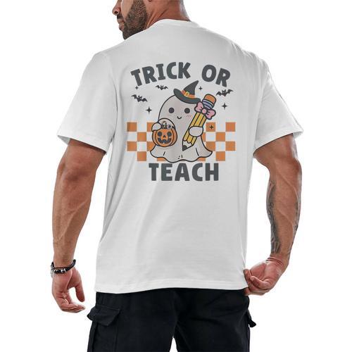 Trick Or Teach Teacher Men's Back Print T-Shirt - teacherstshirts.com