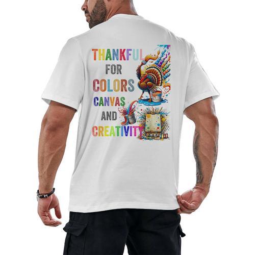 Turkey Thanksgiving Art Teacher Costume Tee For Artists Men's Back Print T-Shirt - teacherstshirts.com DE