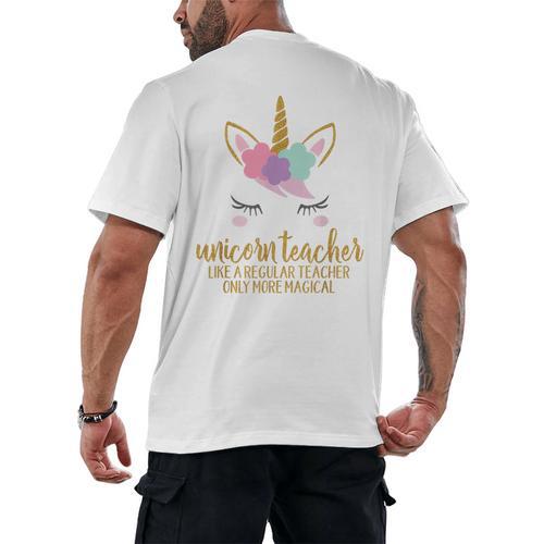 Unicorn Teacher Shirt For Women School Teacher Men's Back Print T-Shirt - teacherstshirts.com