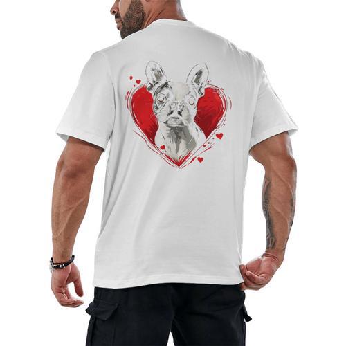 Valentine's Day Boston Terrier Dog Men's Back Print T-Shirt - Bostonterriersmerch.com