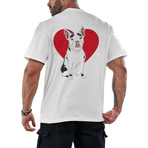 Valentine's Day Boston Terrier Lover Men's Back Print T-Shirt - Bostonterriersmerch.com