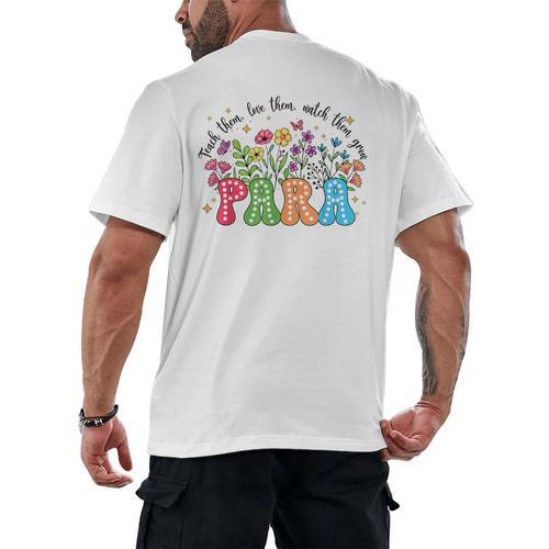 Wildflower Para Floral Paraprofessional Paraeducator Teacher Men's Back Print T-Shirt - teacherstshirts.com UK