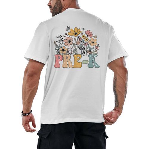 Wildflower Pre-K Preschool Team Floral Teacher Girls Men's Back Print T-Shirt - teacherstshirts.com AU