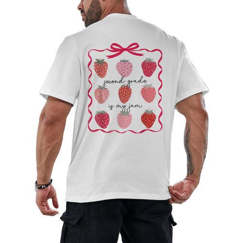 Women Second Grade Is My Jam Strawberry First Kids Teacher Men's Back Print T-Shirt - teacherstshirts.com DE