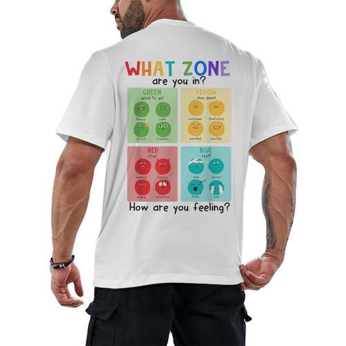 What Zone Are You In How Are You Feeling Teacher Men's Back Print T-Shirt - teacherstshirts.com DE