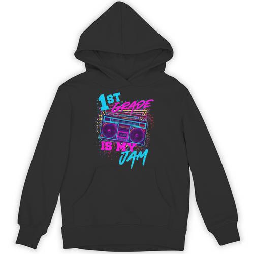1st Grade Is My Jam Vintage 80s 80's Teacher Student Retro Unisex Hoodie - teacherstshirts.com UK