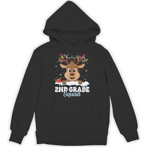 2nd Grade Teacher Christmas Second Grade Squad Reindeer Xmas For Men Women Kids Unisex Hoodie - teacherstshirts.com