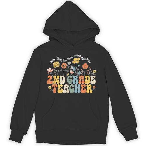 2nd Second Grade Teacher Appreciation Teaching Wildflowers Unisex Hoodie - teacherstshirts.com CA