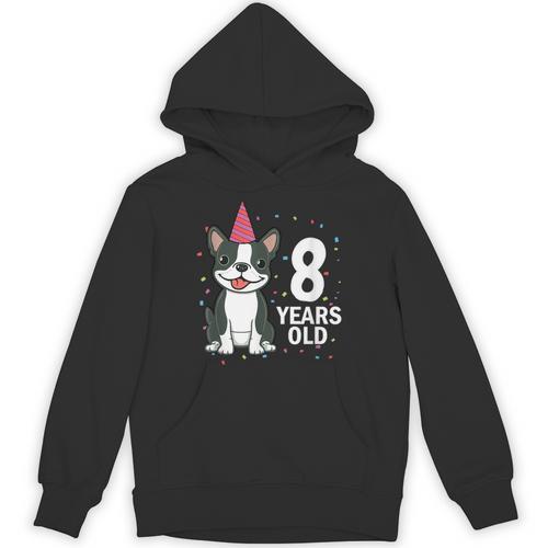 8 Years Old Birthday Boston Terrier Dog Lover 8th Party Kid Unisex Hoodie - Bostonterriersmerch.com