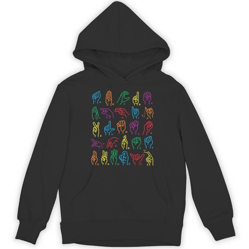 ABC Sign Language Chart Teacher Hand Letter Alphabet ASL Unisex Hoodie - teacherstshirts.com UK