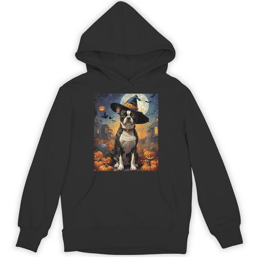 Aesthetic Halloween Boston Terrier Dog Witch Pumpkin For Men Women Kids Unisex Hoodie - Bostonterriersmerch.com AU