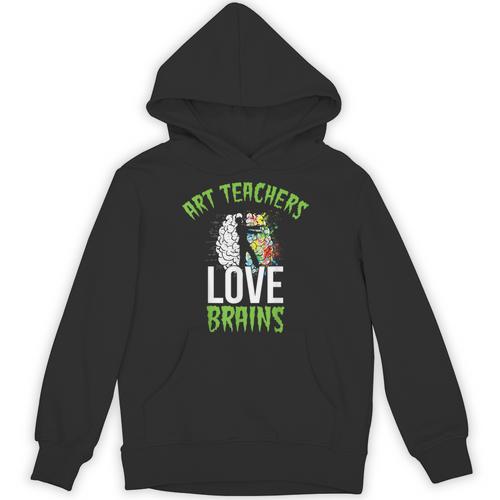 Art Teachers Love Brains Shirt Halloween Zombie Teaching Tee Men Women Kids Unisex Hoodie - teacherstshirts.com AU