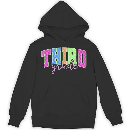 Back To School Neon Checkered Third Grade Colorful Teacher Unisex Hoodie - teacherstshirts.com CA