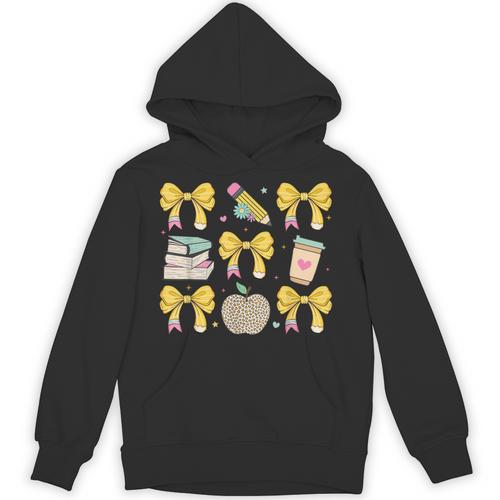 Back To School Yellow Bows Book Coffee Leopard Apple Teacher Unisex Hoodie - teacherstshirts.com AU