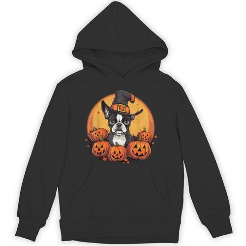 Boston Terrier Bostie Dog Breed Pet Halloween Pumpkins Unisex Hoodie - Bostonterriersmerch.com