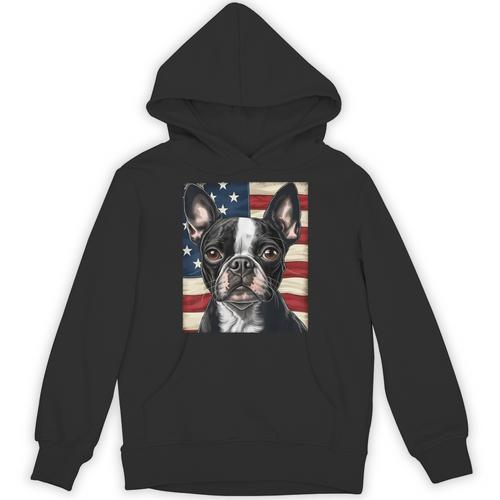 Boston Terrier Dog American Flag 4th Of July Patriotic Puppy Unisex Hoodie - Bostonterriersmerch.com