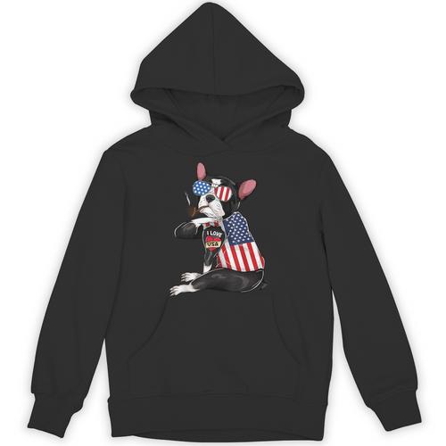 Boston Terrier Dog Merica 4th Of July Usa American Flag Men Unisex Hoodie - Bostonterriersmerch.com