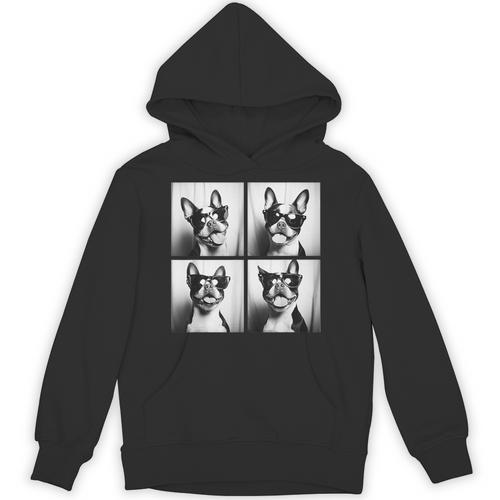 Boston Terrier Dogs With Sunglasses Photo Pets Meme Unisex Hoodie - Bostonterriersmerch.com