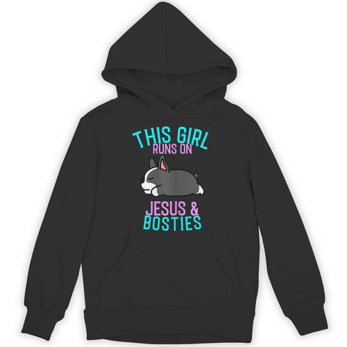 Boston Terrier This Girl Runs On Jesus And Boston Terriers Unisex Hoodie - Bostonterriersmerch.com
