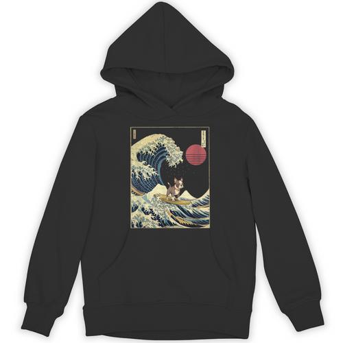 Boston Terrier Japanese Kanagawa Wave Surf Dog Unisex Hoodie - Bostonterriersmerch.com