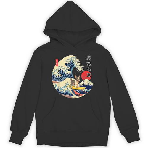 Boston Terrier Japanese Kanagawa Wave Surf Loyal Dog Men Women Kids Unisex Hoodie - Bostonterriersmerch.com