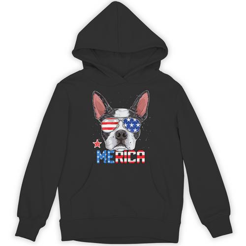 Boston Terrier Merica 4th Of July T Shirt Men Boys Dog Puppy Unisex Hoodie - Bostonterriersmerch.com