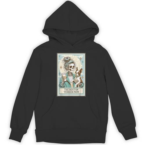 Boston Terrier Mom Skeleton Tarot Card Witch Vibes Dog Mom Unisex Hoodie - Bostonterriersmerch.com