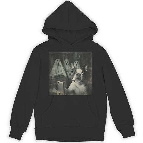 Boston Terrier Selfie With Ghosts Halloween Dog Lover Unisex Hoodie - Bostonterriersmerch.com