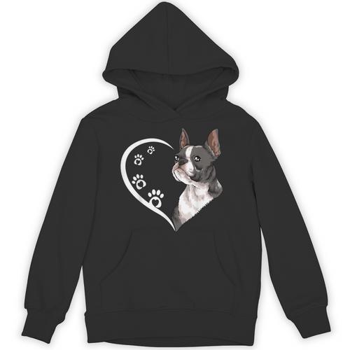 Boston Terrier Shirts For Women Girls Kids Heart Cute Unisex Hoodie - Bostonterriersmerch.com