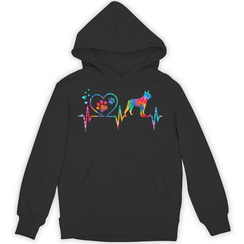Boston Terrier Tie Dye Heartbeat Love Dog Men Women Unisex Hoodie - Bostonterriersmerch.com