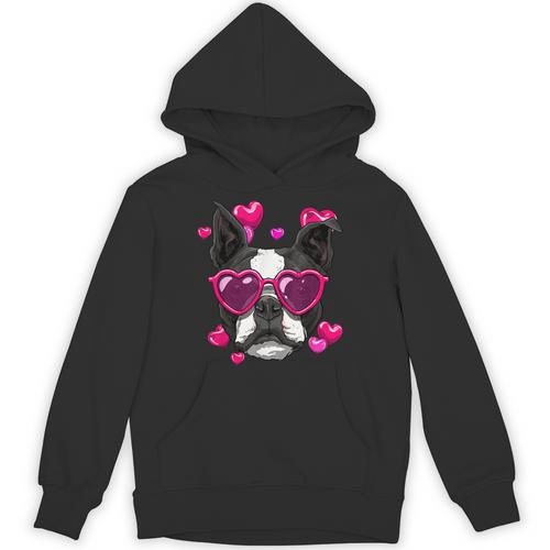 Boston Terrier Valentines Day Shirt Heart Dog Lover Unisex Hoodie - Bostonterriersmerch.com CA