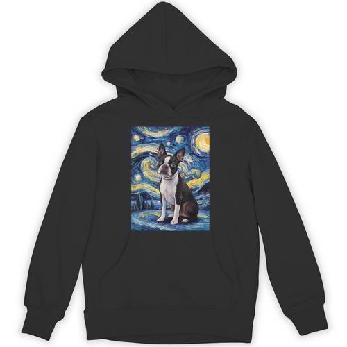 Boston Terrier Van Gogh Starry Night Unisex Hoodie - Bostonterriersmerch.com