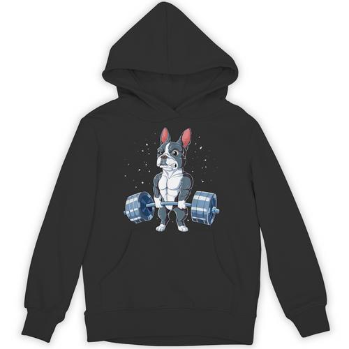 Boston Terrier Weightlifting Deadlift Men Fitness Gym Unisex Hoodie - Bostonterriersmerch.com
