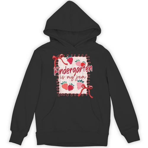 Bow Strawberry Kindergarten Is My Jam Teacher Kinder Team Unisex Hoodie - teacherstshirts.com AU