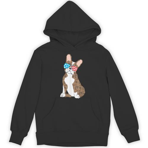 Brindle Boston Terrier Dog Patriotic Shirt USA Flag Unisex Hoodie - Bostonterriersmerch.com