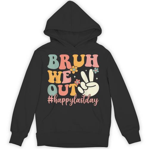 Bruh We Out Teacher Retro Last Day Of School Boys Girls Kids Unisex Hoodie - teacherstshirts.com DE