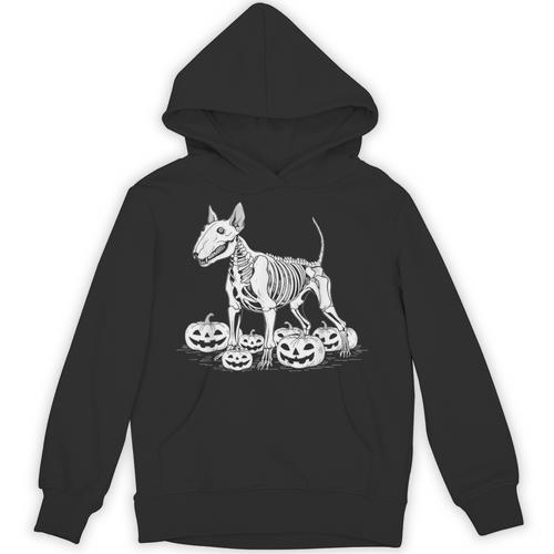 Bull Terrier Skeleton Birthday Halloween Kids Unisex Hoodie - Bostonterriersmerch.com