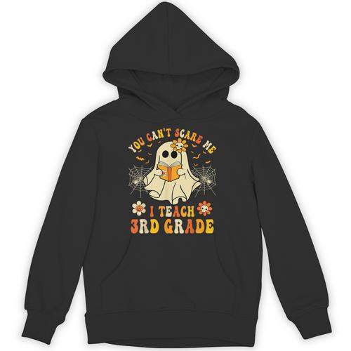 You Can't Scare Me I Teach 3rd Grade Halloween Teacher Ghost Unisex Hoodie - teacherstshirts.com AU