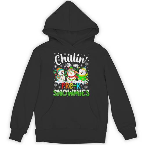 Chillin With My Pre-K Snowmies Christmas Teacher Xmas Unisex Hoodie - teacherstshirts.com DE