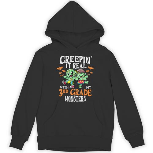 Creepin It Real Monster School 3rd Grade Teacher Halloween Unisex Hoodie - teacherstshirts.com AU