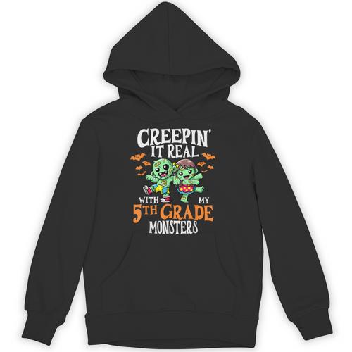 Creepin It Real Monster School 5th Grade Teacher Halloween Unisex Hoodie - teacherstshirts.com UK