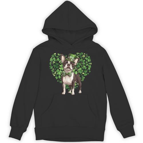 Cute Boston Terrier Shamrock St Patrick's Day Dog Lover Men Women Kids Unisex Hoodie - Bostonterriersmerch.com