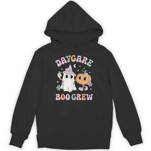 Daycare Boo Crew Groovy Halloween Floral Ghost Kid Teacher Unisex Hoodie - teacherstshirts.com UK