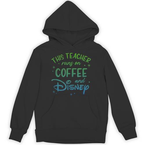 Disney This Teacher Runs On Coffee And Disney Gradient Logo Unisex Hoodie - teacherstshirts.com UK