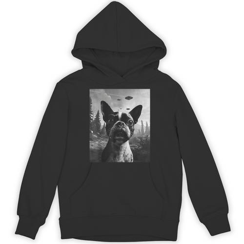 Dog Mom Dad Alien Selfie Boston Terrier UFO For Men Women Unisex Hoodie - Bostonterriersmerch.com